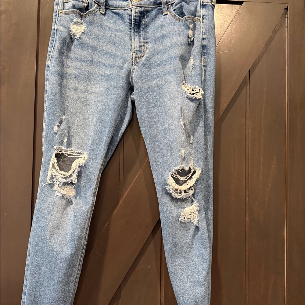 Old Navy Light Blue Distressed Skinny Jeans (10 Short) - Picture 2 of 4